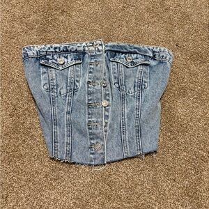 SHEIN Light Blue Denim Corset Top